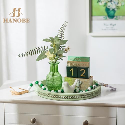 Hanobe Sage Green Decor Tray, Beaded Edge & Distressed Finish - Image 2