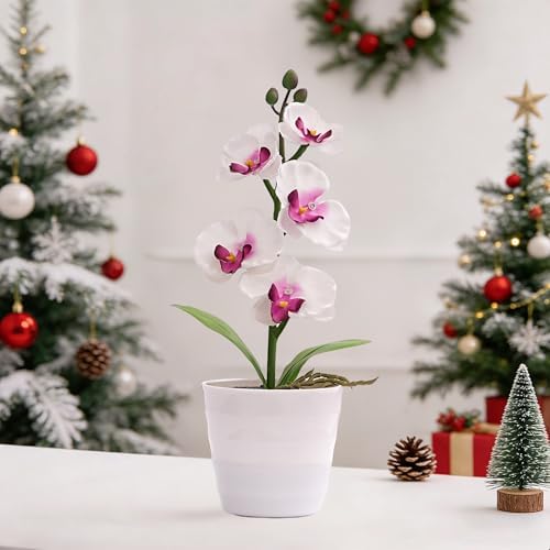 Artificial White Phalaenopsis Orchid Flower Lamp, Flower Night Light for Bedroom Wedding Bar Coffee Shop Decor, Gifts for Women Mom Grandma Friend Birthday Christmas Valentines Mothers Day - Image 7