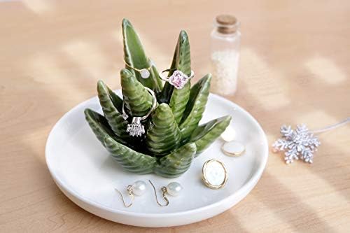 PUDDING CABIN Aloe Ring Holder,Cactus Ring Dish,Jewelry Holder Trinket Tray for Rings Earrings Necklace Organizer,Bridesmaid Christmas Birthday Gift for Women Girls - Image 4