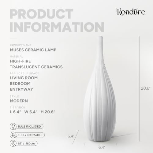 RONDURE Modern Ceramic Decorative Table Lamp Living Room Bedroom Bedside - Image 3