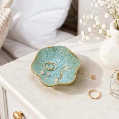 Blue Green Jewelry Dish Tray, leaf Ring Dish Tray, Earring Holder Dish - Image 7