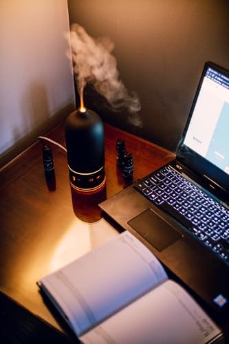 Black Stone Essential Oil Diffuser – Ceramic Aromatherapy Diffuser with Ultrasonic Mist, LED Ambient Light & Auto Shut-Off for Home, Bedroom, Office - Image 5