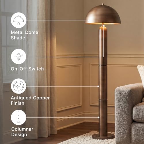 Signature Design by Ashley Wendfield Industrial Floor Lamp, Antique Copper - Image 6