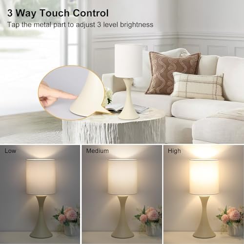 Dimmable Table Lamp, 3 Way Touch Control Desk Lamp, Small Bedside Light - Image 3