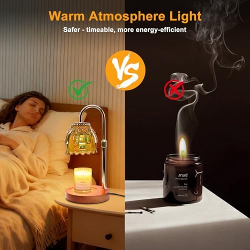 Candle Warmer Lamp with Timer and Dimmer 4-Level Dimmable Flower Light Heat Lamp for Jar Candles Adjustable Height Modern Cute Home Decor for Living Room Bedroom and Best Gift for Friends Lover. Gold - Image 5