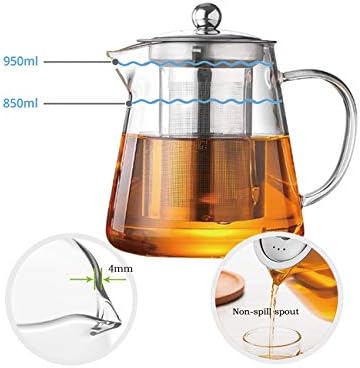 TMOST Glass Teapot with Infuser Tea Pot 950ml/32oz Tea Kettle Stovetop Safe Blooming and Loose Leaf Tea Maker Set (32oz/ 950ml) - Image 4