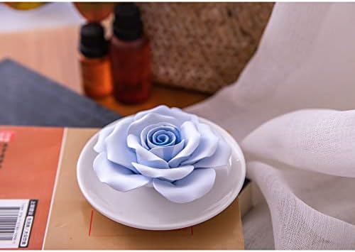 Essential Oil Passive Flower Diffuser -Non-Electric Porcelain Aromatherapy Diffusers for Small Mini Room, Desk Decorative, Bathroom (Blue Rose) - Image 6