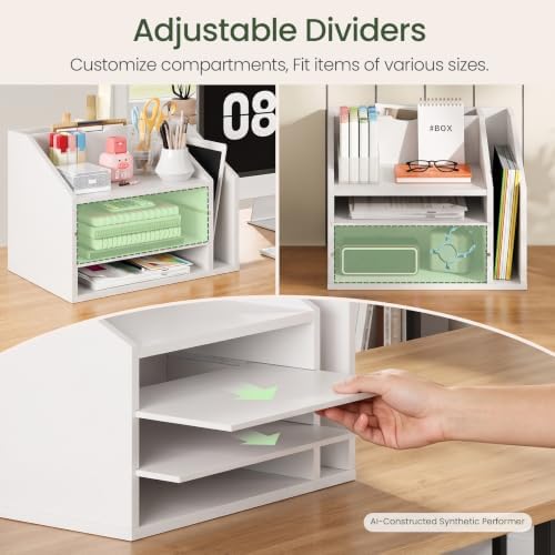 CHOEZON Wooden Desk Organizer, File Organizer with Adjustable Partitions - Image 6