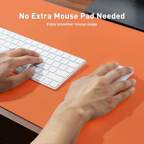 Aothia Faux Leather Desk Mat – Large Mouse Pad, Non-Slip PU Leather Blotter, Waterproof Writing Surface for Office and Home (Hermes Orange, 47.2" x 23.6") - Image 4
