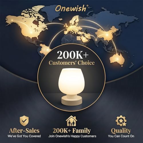 Touch Bedside Table Lamp Set of 2 - Small Modern Table Lamp for Bedroom Living Room Nightstand, 3-Way Dimable Desk lamp with White Opal Glass Lamp Shade, 2700K LED Bulb, Simple Design Home Decor - Image 6