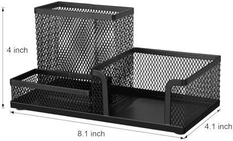Comix 6 Packs Mesh Pen Holder, Desk Organizer for Home Office, Black - Image 3