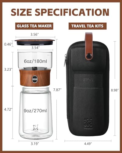 ZENS Glass Infuser Teapot, One Touch Tea Maker for Loose Leaf Tea, Walnut - Image 5