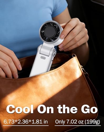 Portable High-Speed Handheld Fan with LED Display, [Smart Power & Wind Control], 4000mAh Rechargeable Mini Personal Fan, 5 Speeds, Quiet USB Travel Fan for Outdoor, Commuting - Image 5