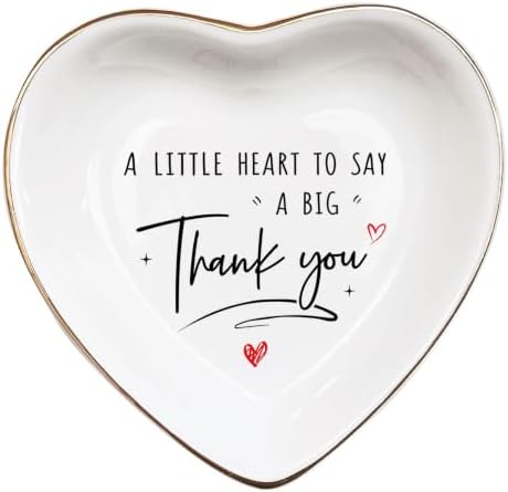 Heart Shaped Ceramic Jewelry Dish, Ring Holder Trinket Tray for Women by Vancsenia