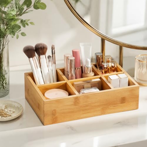Dicunoy 2 Pack Bamboo Tea Bag Organizers, Wood Tea Bag Storage for Drawers with 6 Roomy Compartments, Sturdy Tea Chest Boxes for Shelf, Coffee Station, Sugar Packet, Sweeteners, Small Packets - Image 5