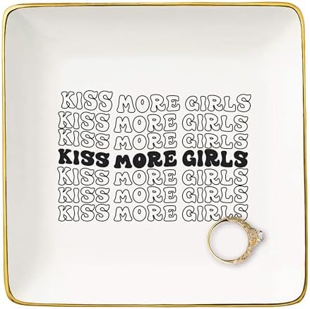 NZY Funny Lesbian Pride Gifts,Women Pride Month Gifts-LGBTQ Present-Equality Present-Bisexual-LGBTQ Lovers Ally-Ceramic Ring Dish Jewelry Tray Trinket Holder by NZY