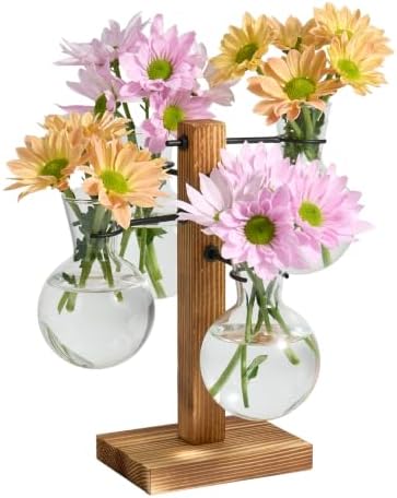 Plant Propagation Stations with Wood Stand, 4 Vases Bulb Shape by Unknown