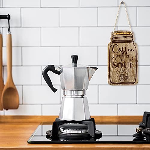 Jetec 3 Pcs Coffee Bar Decor Sign Mason Jar Wall Hanging Plaque Farmhouse Kitchen Decor Wooden Coffee Sign for Kitchen Home Living Room Wall Decorations(Simple Style) - Image 4