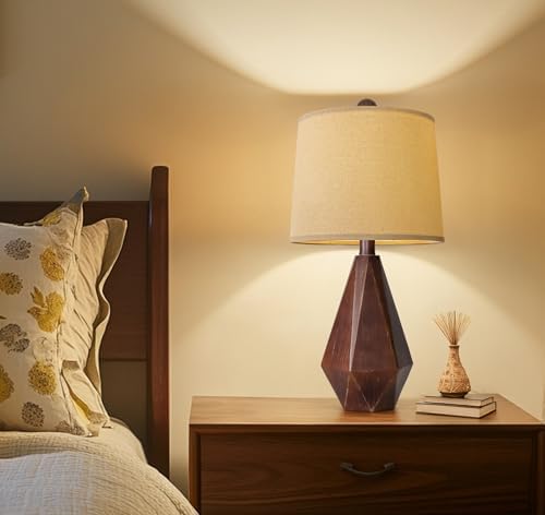 PoKat 20.25" Farmhouse Table Lamps Set of 2 for Night Stands, Vintage Bedside Lamps for Bedroom Living Room, Modern Bedroom Lamps for End Table, Suitable for Small Place, Antique Brown - Image 7
