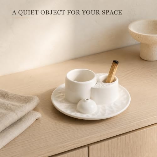 Ceramic Palo Santo and Sage Incense Holder, White - Image 5