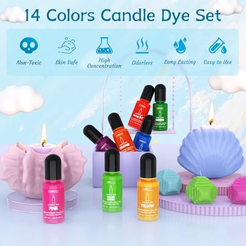 Candle Dye - 14 Colors Liquid Candle Wax Dye for DIY Candle Making, Highly Concentrated, Non-Toxic, Oil-Based Candle Color Dye for Soy Wax, Beeswax, Gel Wax, Paraffin Wax - 10ml/Bottles - Image 2