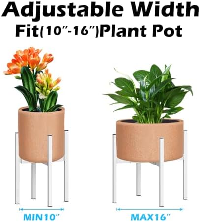 Heavy Plant Stand for 10"-16" Plant Pot Indoor Outdoor Corner, Adjustable Metal Heavy Duty for Large Pot (White 1 Pack) - Image 3
