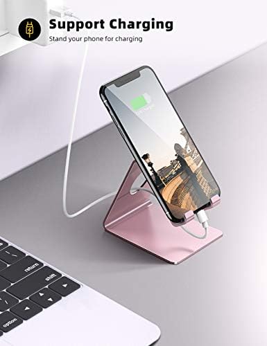 Lamicall Pink Phone Stand, Desk Accessories - Rose Gold Pink Cell Phone Holder, Office Decor, Office Desk Accessories, Suitable for iPhone 16 15 14 13 Pro Max, 4-8'' Phone - Image 3