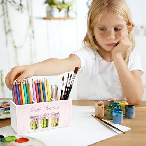 Pink Coquette Bow Pickle Pen Pencil Holder for Desk Decor - Image 5