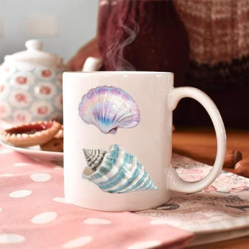 50PCS Sea Shell Stickers Aesthetic PET Conch Stickers Clamshell Pearls Decal Waterproof Decorative Decals for Scrapbook DIY Crafts Album Bullet Journal Planner Water Bottles Laptop Phone (Conch) - Image 4
