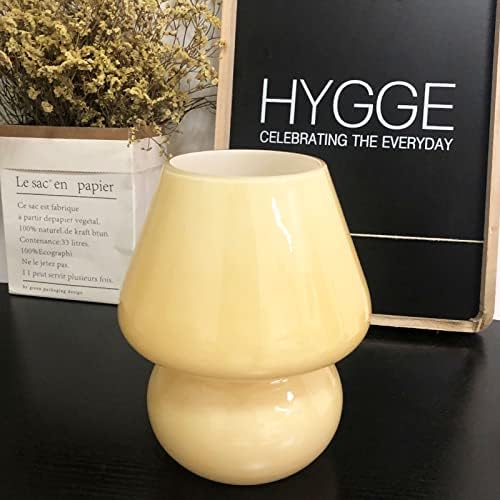 BSOD Mushroom Lamp,Vintage Glass Mushroom Bedside Table Lamps Yellow Murano Style Small Nightstand Desklamp Swirl Light for Home Decor, Dining, Living, Bedroom, Gift (Bright Yellow) - Image 6