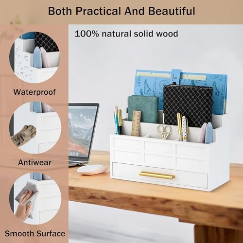Desk Organizer with Drawer, Countertop Bill Mail Organizer and File Storage - Image 2