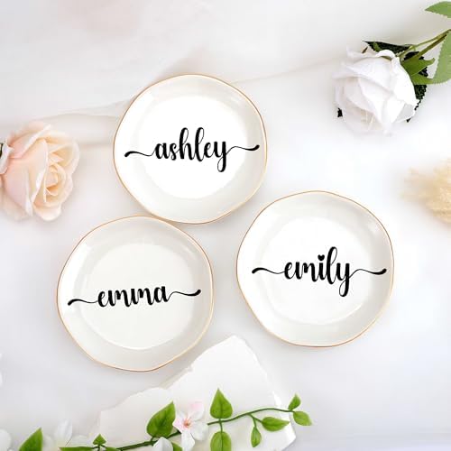 JoycuFF Aurora Personalized Name Ceramic Jewelry Tray, Mothers Day Christmas Anniversary Engagement Birthday Gifts for Women Couples, Trinket Dish for Rings Earrings Necklaces Bracelets Keys - Image 4