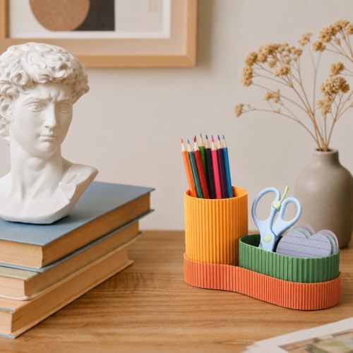 Junkin 3 Pcs Aesthetic Desk Accessories Set Plastic Pencil Holder - Image 6