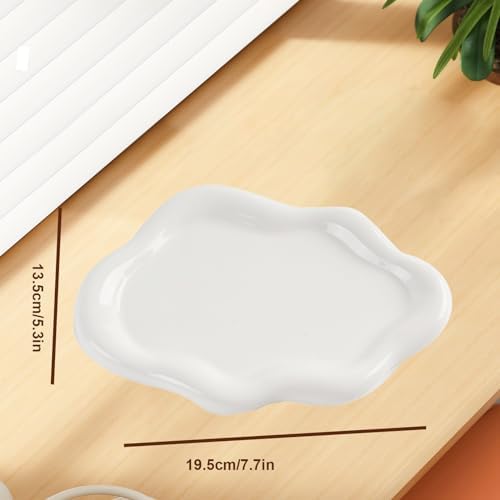 Ceramic Jewellery Dish Trinket Tray Decorative White Tray Girl Aesthetic Cloud Jewelry Trays Cosmetic Ring Key Holder Organizer Dishes Room Desk Decor - Image 7