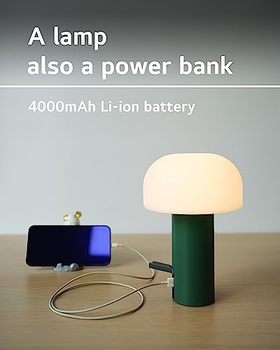 WEILAILUX Cordless Mushroom Table Lamp, Waterproof Shower Lamp, Battery Operated Table Lamp Rechargeable, Touch Dimmable Night Light for Bedroom/Patio/Camping/Dinning/Outdoor (Green) - Image 4
