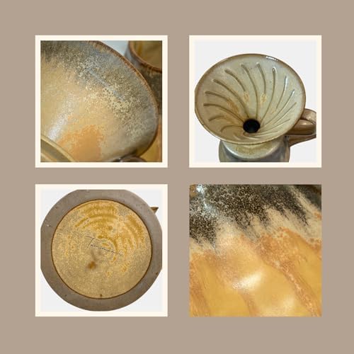 Artistic Handcrafted Ceramic Pour Over Coffee Set (Golden) - Image 4