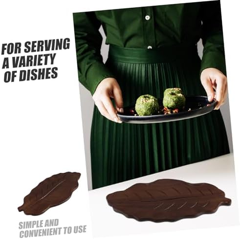 Wooden Leaf Serving Tray Coffee Decorative Board Xmas Tea Snack Platter - Image 3