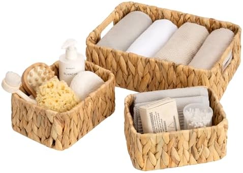 GRANNY SAYS Small Wicker Baskets for Shelves, Water Hyacinth Storage Basket by GRANNYSAYS