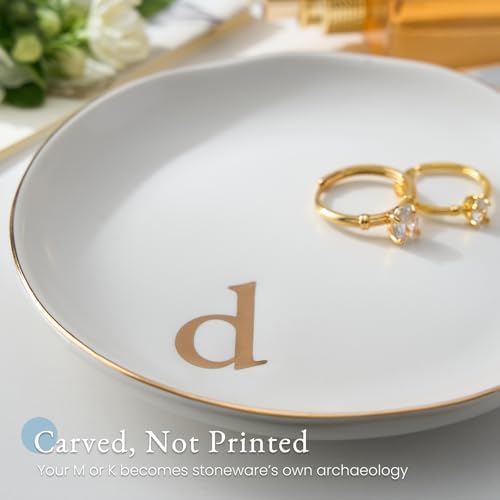 Lolalet Handmade Ceramic Ring Dish Jewelry Tray Plate with Initial, Small Monogram Gift for Her Women Girls Mother, Hostess, Engagement, Bridal Shower, Maid of Honor, Bridesmaid, Birthday, Christmas - Image 2