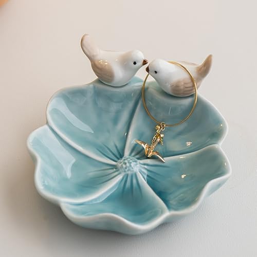 Ceramic Bird Jewelry Tray Cute Decorative Dessert Serving Plate for Snacks Rings and Trinkets, White - Image 4