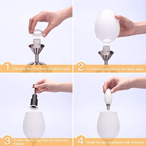 Small Touch Lamp for Bedroom Nightstand, 3-Way Dimmable Bedside Lamps Opal Glass Desk Lamp Silver Base, Tiny Table Lamp for Small Spaces Ambient Lighting for Living Room, E12 Bulb Included - Image 6