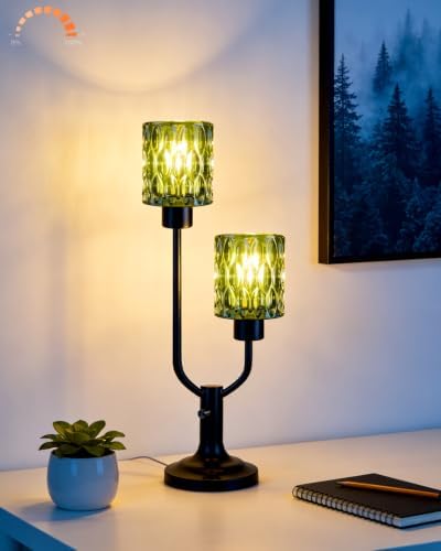 Lightdot Mid Century Modern Table Lamp Green Glass Vintage Lamp Dimmable - Image 5