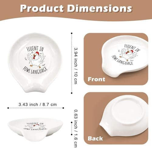 Funny Rooster Coffee Spoon Rest, Ceramic Coffee Spoon Holder for Coffee Lovers Friends Birthday Christmas Housewarming Gift, Cute Small Spoon Rest Kitchen Counter Coffee Bar Station Accessories Decor - Image 2