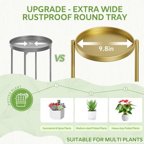 iDavosic.ly 6 Tier Large Plant Stand Indoor Outdoor, 10 In Wide Tray, Gold - Image 3