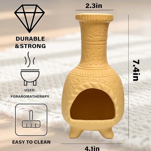 Ceramic Mini Chiminea Palo Santo Burner, Decorative Cone Incense Holder - Image 3