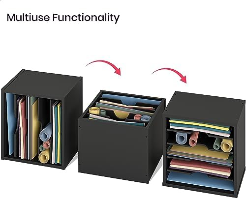 Ballucci 5-Tier File Organizer for Desk, Wooden Mail Sorter, Office Desk Organization, Paper Storage Organizers, Folder holder for desk, Letter Trays & Stacking Supports, Adjustable Shelves, Black - Image 4