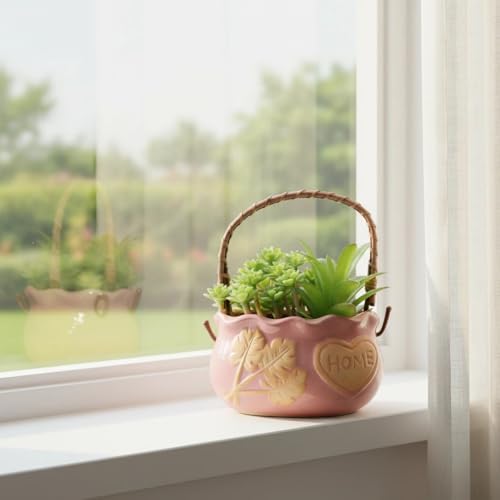 Ceramic Succulent Planter Pots, 4 Inch Small Ceramic Plant Pot with Drainage Holes Flower Pots for Cactus, Herbs, Outdoor Plants (Pink) - Image 4
