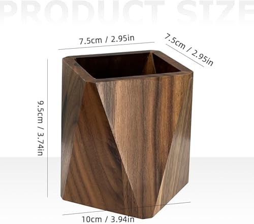 Black Walnut Pen Holder for Desk - Prismatic Shape, Multi-Use Office - Image 2