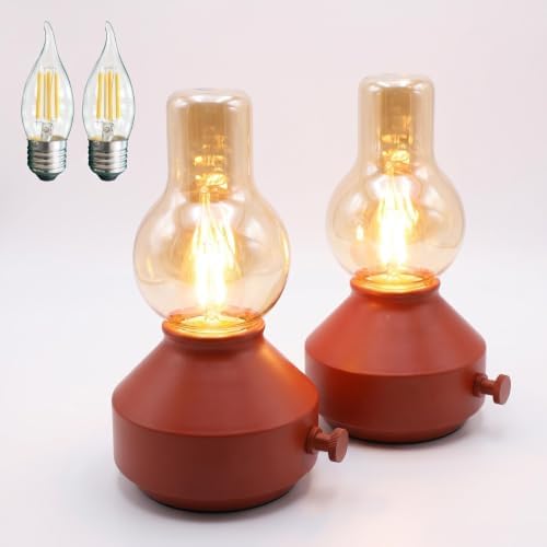Vintage Rechargeable Cordless Small Table Lamp, Rotary Dimmable Control by Wciot