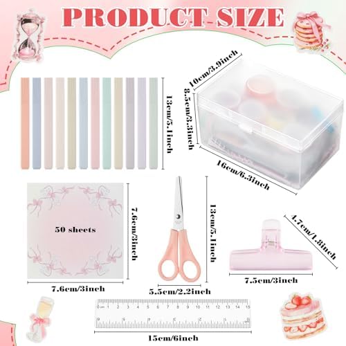FunooFuno 155 Pcs Scrapbooking Supplies Kit with Storage Box, Coquette - Image 3